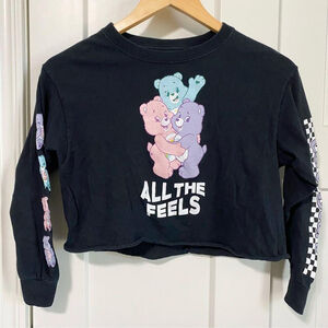 Care Bears crop black long sleeve tee size 9/10